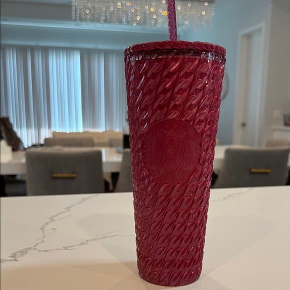 Starbucks Venti Red/Burgundy Textured Tumbler with Straw - Picture 1 of 1